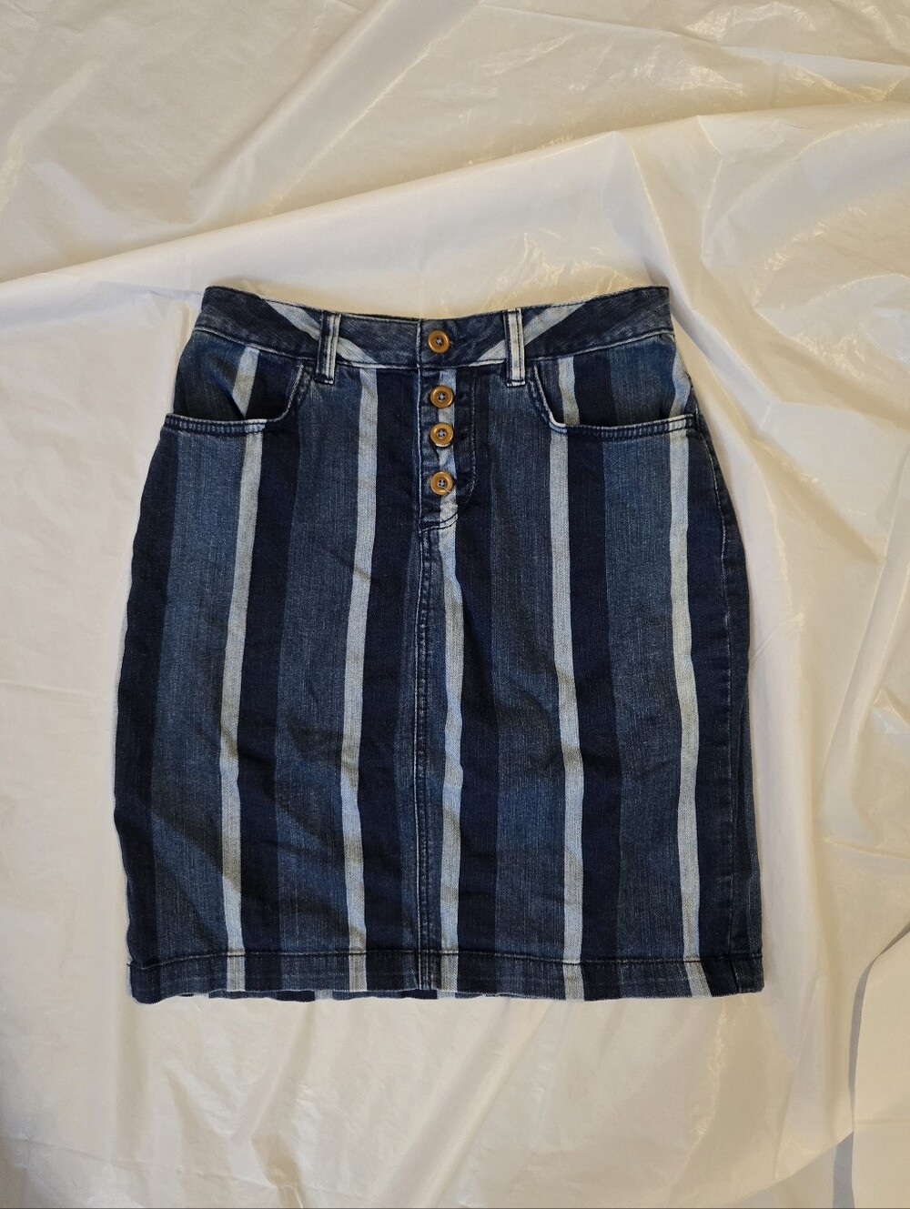 Maeve Striped Denim Button-Front Skirt Size 4